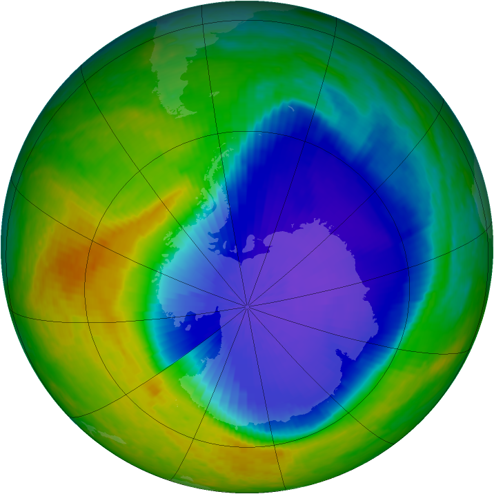 Antarctic ozone map for 28 October 2001